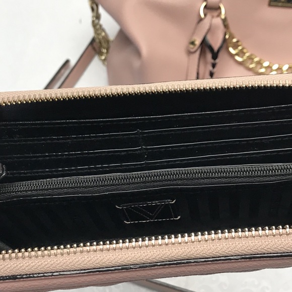 VICTORIA'S SECRET  Slouchy Satchel Tote & WALLET Pink Chain Detail Crossbody NEW - Picture 6 of 8